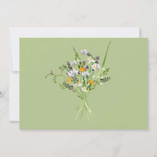 Uitnodiging voor koppel shower feest met wilde blo (Achterkant)