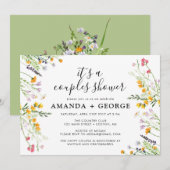 Uitnodiging voor koppel shower feest met wilde blo (Voorkant / Achterkant)
