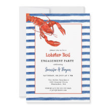 Uitnodiging voor koppel verlovingsfeest met kreeft