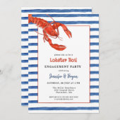 Uitnodiging voor koppel verlovingsfeest met kreeft (Voorkant / Achterkant)