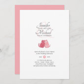 Uitnodiging voor koraalbruiloft met moderne katten (Voorkant / Achterkant)