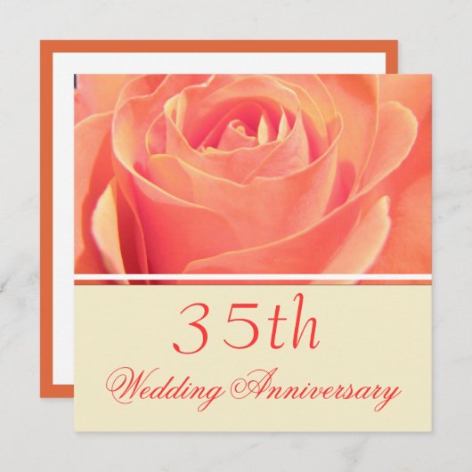 Uitnodiging voor koraalroze huwelijksverjaardag (Voorkant / Achterkant)