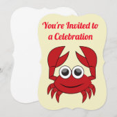 Uitnodiging voor krab verjaardagsfeestje (Voorkant / Achterkant)