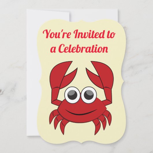Uitnodiging voor krab verjaardagsfeestje (Voorkant)
