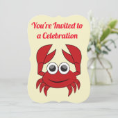 Uitnodiging voor krab verjaardagsfeestje (Staand voorkant)