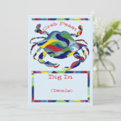 Uitnodiging voor krabbenfeest Watercolor Whimsical (Staand voorkant)