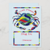 Uitnodiging voor krabbenfeest Watercolor Whimsical (Voorkant / Achterkant)