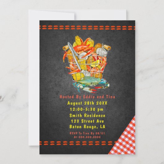 Uitnodiging voor krabbenkrab uit mandje (Voorkant)