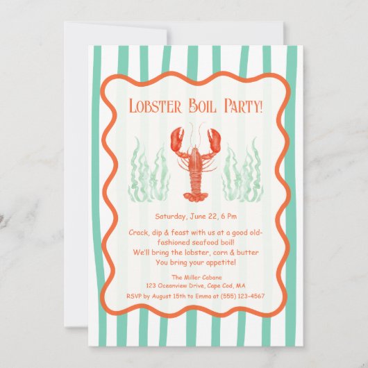 Uitnodiging voor kreeft - Summer Seafood Boil, (Voorkant)