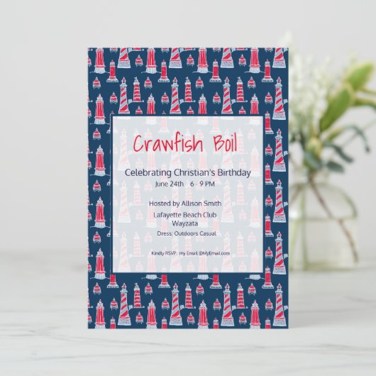 Uitnodiging voor kreeftfeest of strandfeest verjaa (Staand voorkant)