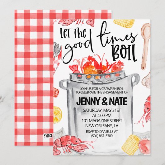 Uitnodiging voor Kreeftfeest Verlovingsfeest (Voorkant / Achterkant)