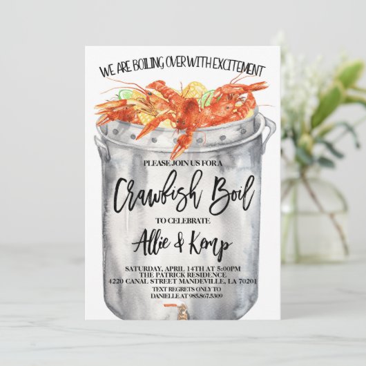 Uitnodiging voor kreeftfeest voor koppels (Staand voorkant)