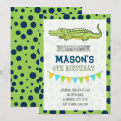 Uitnodiging voor krokodillenverjaardag (Voorkant / Achterkant)