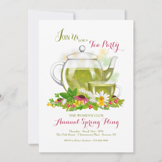 Uitnodiging voor kruidenthee (Voorkant)