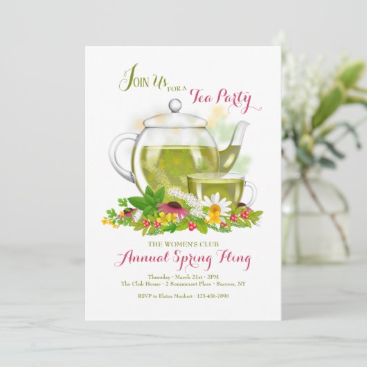 Uitnodiging voor kruidenthee (Staand voorkant)