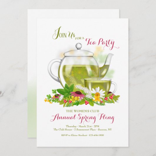 Uitnodiging voor kruidenthee (Voorkant / Achterkant)