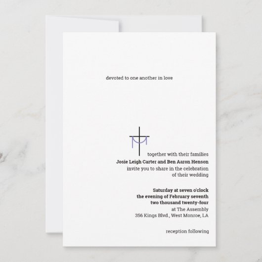 Uitnodiging voor kruis- en doopjurk bruiloft (Voorkant)