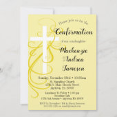 Uitnodiging voor kruisbevestiging met gele wervelk (Voorkant)