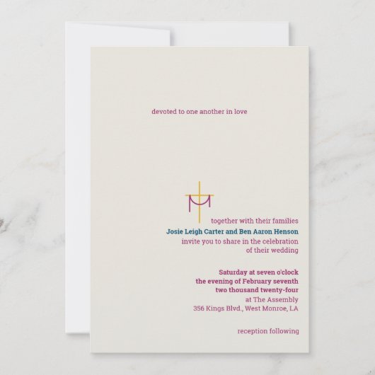 Uitnodiging voor kruising en kleding (Voorkant)