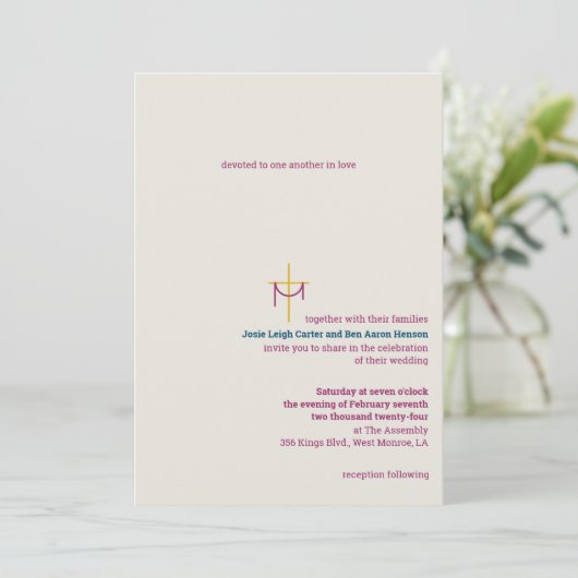 Uitnodiging voor kruising en kleding (Staand voorkant)