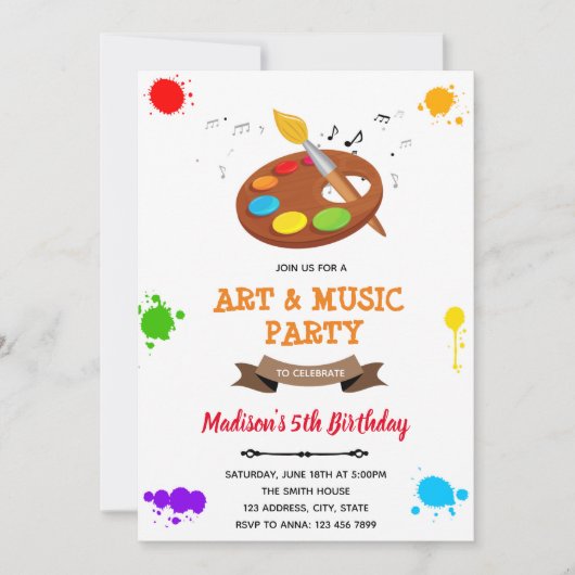 Uitnodiging voor kunst- en muziekfeest (Voorkant)