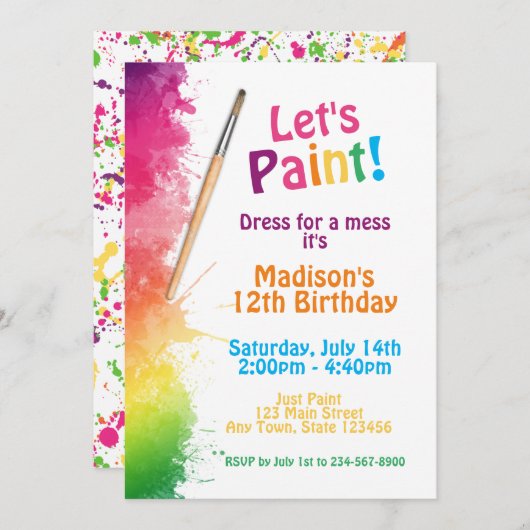 Uitnodiging voor Kunst Schilderfeest (Voorkant / Achterkant)