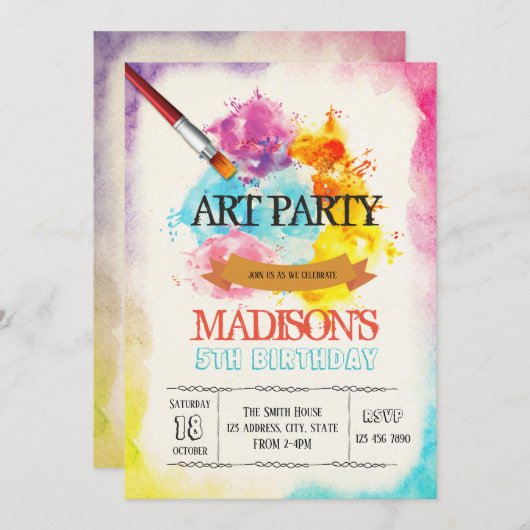 Uitnodiging voor kunstfeest (Voorkant / Achterkant)