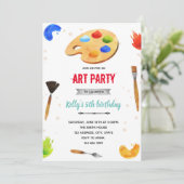 Uitnodiging voor kunstfeest in primaire kleuren (Staand voorkant)