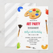 Uitnodiging voor kunstfeest in primaire kleuren (Voorkant / Achterkant)