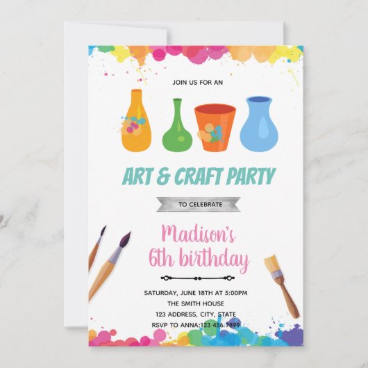 Uitnodiging voor kunstfeest met aardewerk schilder (Voorkant)