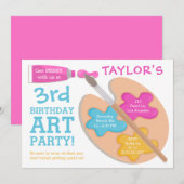 Uitnodiging voor kunstfeest-verjaardagsschilderij (Voorkant / Achterkant)