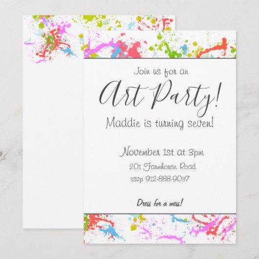 Uitnodiging voor kunstpartij (Voorkant / Achterkant)