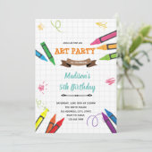 Uitnodiging voor kunstpotloodfeestje (Staand voorkant)