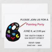 Uitnodiging voor kunstschilderende partij (Voorkant / Achterkant)