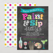 Uitnodiging voor kunsttekenfeestjes in chrokboards (Voorkant / Achterkant)