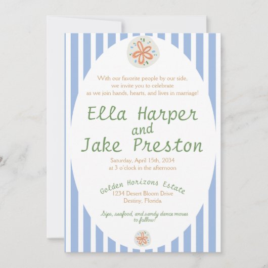 Uitnodiging voor kust, nautische bestemming en bru (Voorkant)