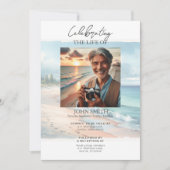 Uitnodiging voor kuststrand begrafenisdienst (Voorkant)