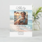 Uitnodiging voor kuststrand begrafenisdienst (Staand voorkant)