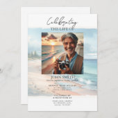 Uitnodiging voor kuststrand begrafenisdienst (Voorkant / Achterkant)