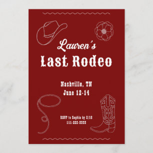 Uitnodiging voor Laatste Rodeo Cowgirl Westerse Ba