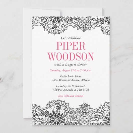 Uitnodiging voor Lacey Lingerie (Voorkant)