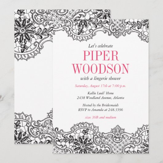 Uitnodiging voor Lacey Lingerie (Voorkant / Achterkant)