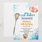 Uitnodiging voor lacrosse zwembadfeest (Voorkant / Achterkant)