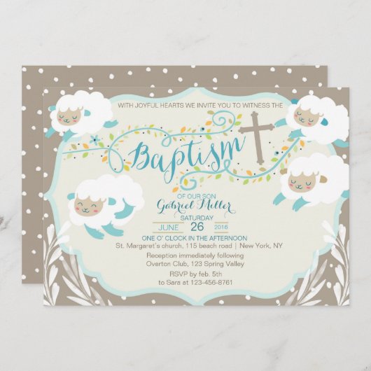 Uitnodiging voor lamsdoop (Voorkant / Achterkant)