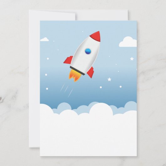 Uitnodiging voor lancering van Rocket Ship Birthda (Achterkant)