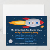 Uitnodiging voor lancering van Rocket Ship Birthda (Voorkant / Achterkant)