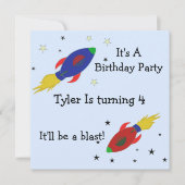 Uitnodiging voor lancering van Rocket Ship Birthda (Voorkant)
