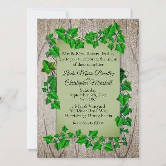 Uitnodiging voor landelijk huwelijk (Voorkant)