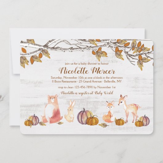 Uitnodiging voor landelijke bosdieren (Voorkant)