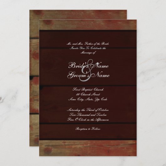 Uitnodiging voor landelijke bruiloft (Voorkant / Achterkant)